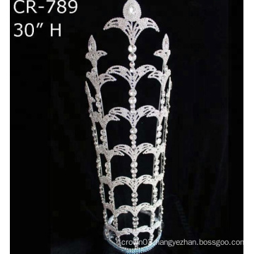 30 Inch Tall Biggest Full Clear Stone Pageant Crown